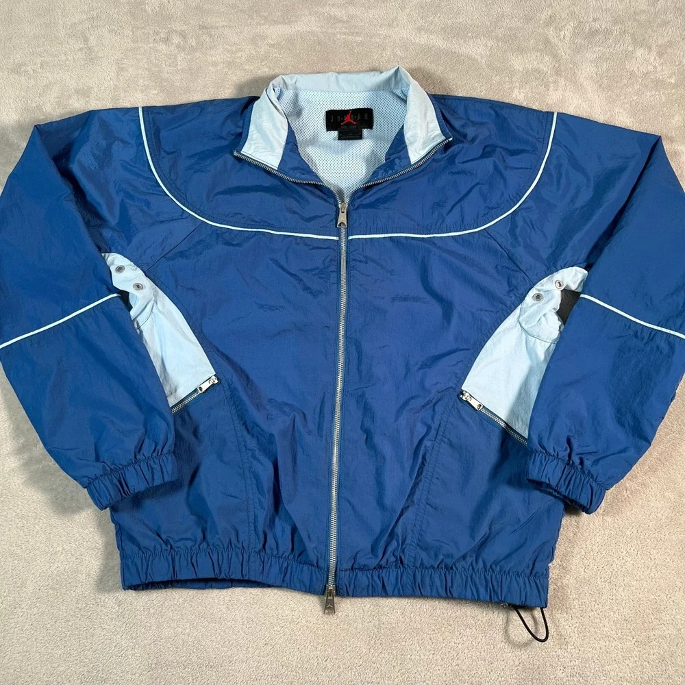Jordan Flight Windbreaker Jacket Men's Size Medium Blue Full Zip Mesh Lined Rare